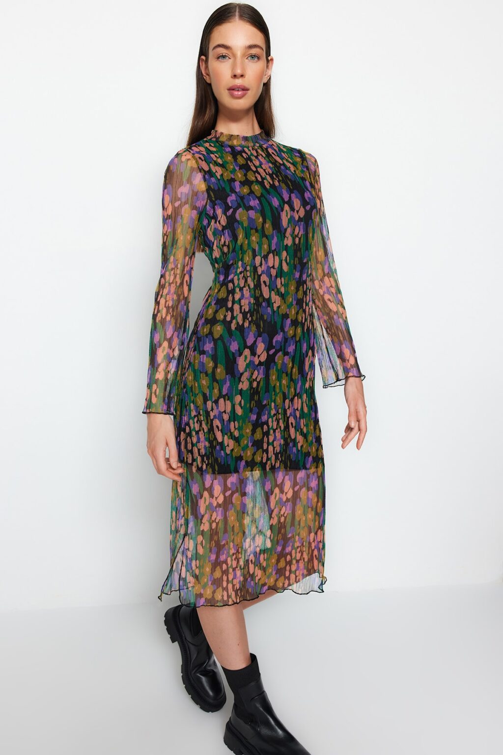 Trendyol Multi Color rakott szövet mintás műszak/sima bélelésű