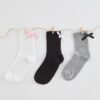 Trendyol Multi-Colored 3-Pack Ribbon/Bow Detailed Ribbed Knitted Socks