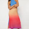 Trendyol Multi-Colored Patterned Barter Neck Fitted Flexible Knitted Midi Pencil Dress