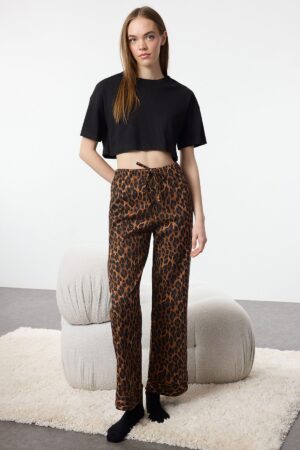 Trendyol Multicolored 100% Cotton Leopard Patterned Knitted Pajama Bottoms