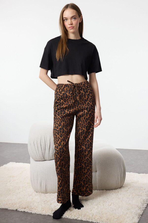 Trendyol Multicolored 100% Cotton Leopard Patterned Knitted Pajama Bottoms