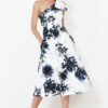 Trendyol Multicolored A-Cut Bow Detailed Woven Elegant Evening Dress