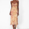 Trendyol Multicolored A-Line Floral Patterned Ruffle Knitted Tulle Dress