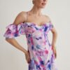Trendyol Multicolored Bodycon Frilled Floral Patterned Woven Short Elegant Dress