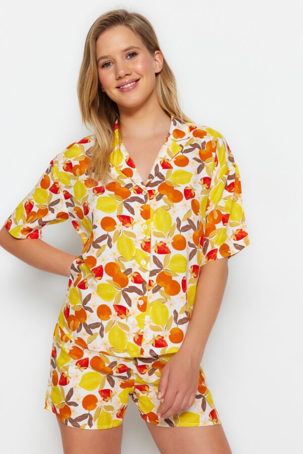 Trendyol Multicolored Fruit Printed Viscose Shirt-Shorts