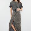 Trendyol Multicolored Leopard Patterned Brown Midi Denim Skirt