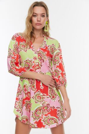 Trendyol Multicolored Patterned Shirt Beach Dress