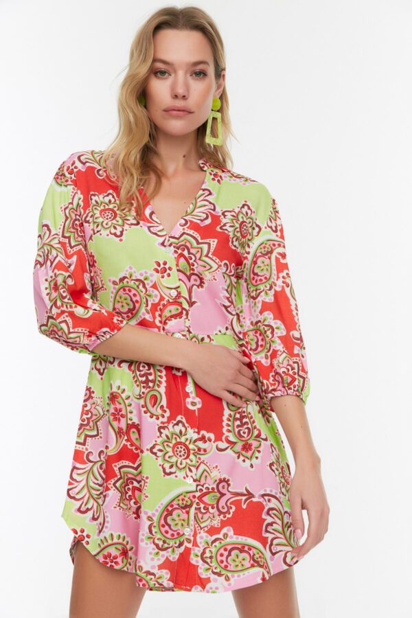 Trendyol Multicolored Patterned Shirt Beach Dress