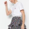 Trendyol Multicolored Ribbon Patterned High Waist Mini Knitted Shorts Skirt