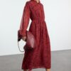 Trendyol Multicolored Shawl Pattern Midi Elastic Woven Winter Dress