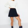 Trendyol Navy Blue A-Line with Stitching Detail/A bell-shaped Formal Thessaloniki/Knitwear Look Knitted Skirt