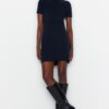 Trendyol Navy Blue A-Line/A-Line Formal Thessaloniki/Knitwear Look Mini Knitted Dress