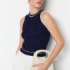 Trendyol Navy Blue Basic Color Block Knit Thin Blouse