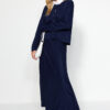 Trendyol Navy Blue Buttoned Cardigan-Skirt Knitwear Top and Bottom Set