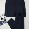 Trendyol Navy Blue Buttoned Knitted Pajama Set
