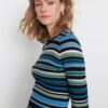 Trendyol Navy Blue Color Block Vágott kötöttáru pulóver