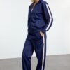 Trendyol Navy Blue Contrast Detailed Regular/Normal Fit Normal Waist Knitted Tracksuit Set
