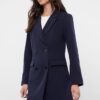 Trendyol Navy Blue Double Button Pocket Detailed Lined Blazer Woven Jacket