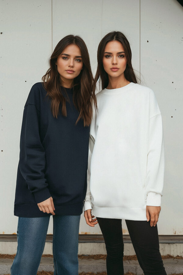 Trendyol Navy Blue-Ecru 2 Pack Crew nyak alap kötött pulóver