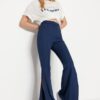 Trendyol Navy Blue High Derék Flare Up szőtt nadrág
