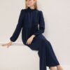 Trendyol Navy Blue High Neck Crinkle Wide Fit Woven Dress