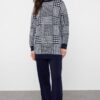 Trendyol Navy Blue Houndstooth Patterned Sweater-Pants Knitwear Set