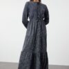 Trendyol Navy Blue Lace-Up Skirt Layered Woven Dress