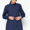 Trendyol Navy Blue Linen Look Shirt-Trousers Woven Suit