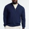 Trendyol Navy Blue Men's Regular Half Turtleneck Baklava Knitwear Plus Size Sweater