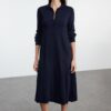 Trendyol Navy Blue Midi Knit Polo Neck Dress