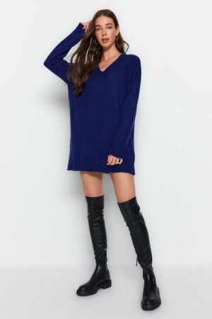 Trendyol Navy Blue Mini Knitwear Soft Texture Dress