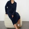Trendyol Navy Blue More Sustainable Midi Knit Soft Texture Dress