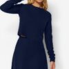 Trendyol Navy Blue Off-Shoulder Crew Neck Crop Thessaloniki/Knit Look Knitted Blouse