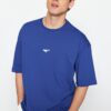 Trendyol Navy Blue Oversize Fit Crew nyak rövid ujjú cápa hímzett póló