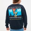 Trendyol Navy Blue Oversize/Wide Cut Back Printed Sweatshirt