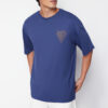 Trendyol Navy Blue Oversize/Wide Cut Crew Neck City Printed 100% Cotton T-Shirt