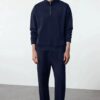 Trendyol Navy Blue Oversize/Wide Cut Stand Collar Zippered Tracksuit
