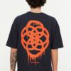 Trendyol Navy Blue Oversize/Wide Cut geometrikus mintás 100% pamut póló