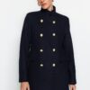 Trendyol Navy Blue Premium Gold gomb részletes bélyegbevonat
