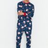 Trendyol Navy Blue Regular Fit Knitted Pajama Set Family Combination