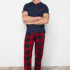 Trendyol Navy Blue Regular Fit Plaid Knitted Pajama Set