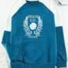 Trendyol Navy Blue Regular Fit Raglan Sleeve Color Block Printed Cotton Sweatshirt