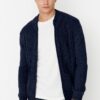 Trendyol Navy Blue Regular Wool Half Turtleneck Baklava Knitwear Cardigan