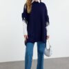 Trendyol Navy Blue Relaxed Fit Knitwear Sweater Poncho