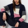 Trendyol Navy Blue Soft Textured Color Block Crew Neck Knitwear Sweater
