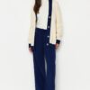 Trendyol Navy Blue Striped Cardigan-Pants Knitwear Suit