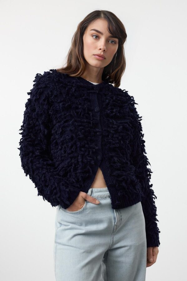 Trendyol Navy Blue Tassel Coat Knitwear Cardigan Trendyol Navy Blue Tassel Coat Knitwear Cardigan