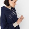 Trendyol Navy Blue Thick Fleece Knitwear Tape Detailed Hooded Knitted Sweatshirt