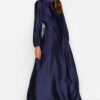 Trendyol Navy Blue Waist brit szatén estélyi ruha