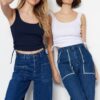 Trendyol Navy Blue-White 2-Pack Smocking Detailed Pool Collar Corduroy